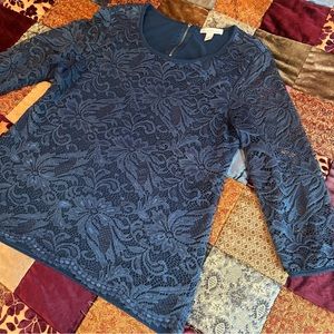 Dress Barn 3/4 sleeve lace crewneck top